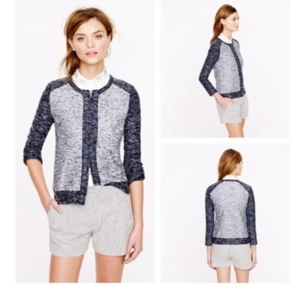 J. Crew Jackets & Blazers - J. Crew Indigo ColorBlock Boucle Jacket M